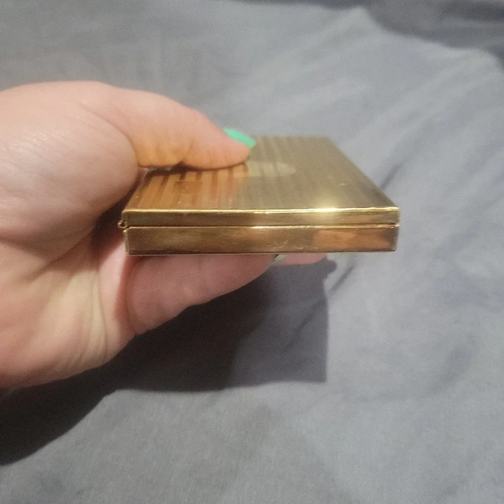 Vintage Art Deco Gold Tone Cigarette Case Holder Keeper CTP